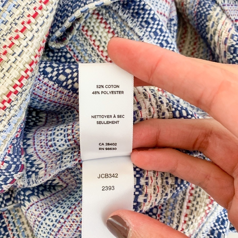 Lilla P Dress Blue Cream Tie Front 3/4 Sleeve NWT - Picture 6 of 6